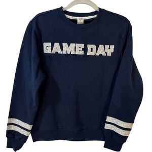 Navy with White Eyelet Detail with "GAME DAY" Writing on Pullover Sweatshirt